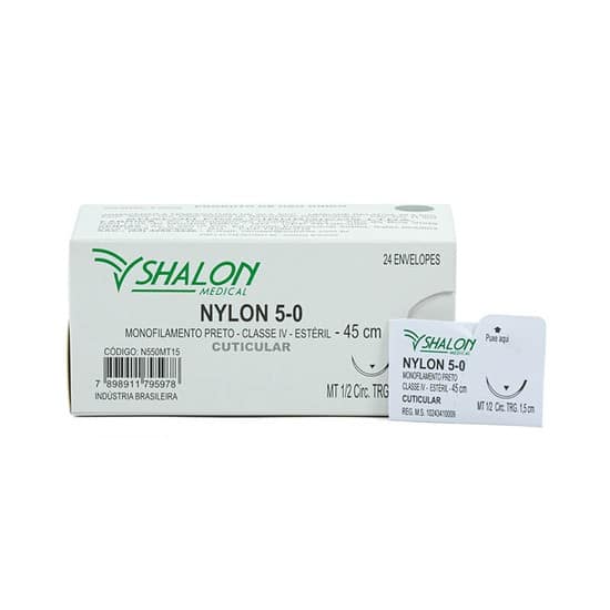 Fio de Sutura Nylon Com agulha 1/2 Shalon