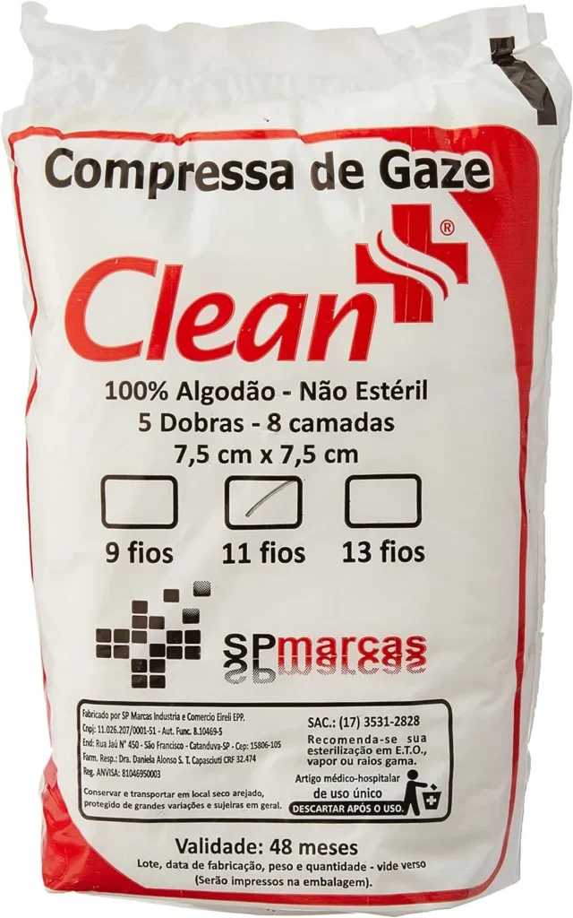 Compressa de Gaze 13 fios 180g c/ 200 - Clean